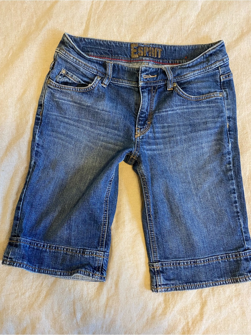 Vintage Esprit Denim Bermuda Shorts Blue Low Rise Y2K Long Jean Shorts